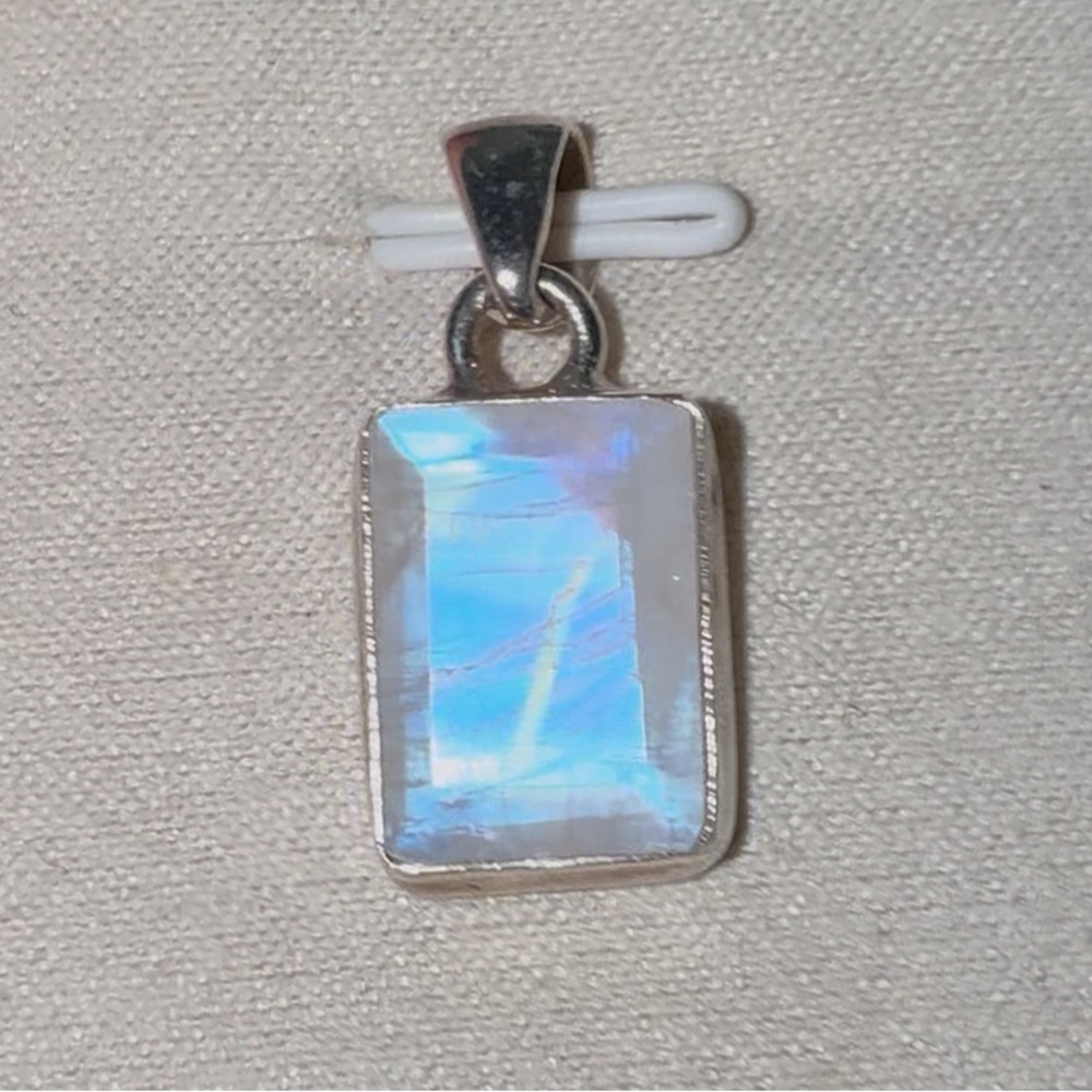 Rainbow moonstone faceted pendant